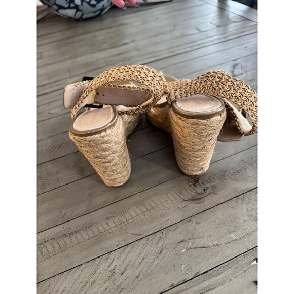 Stuart Weitzman Alex Crochet Wedge Espadrilles Sandals Size 8 - Picture 3 of 5